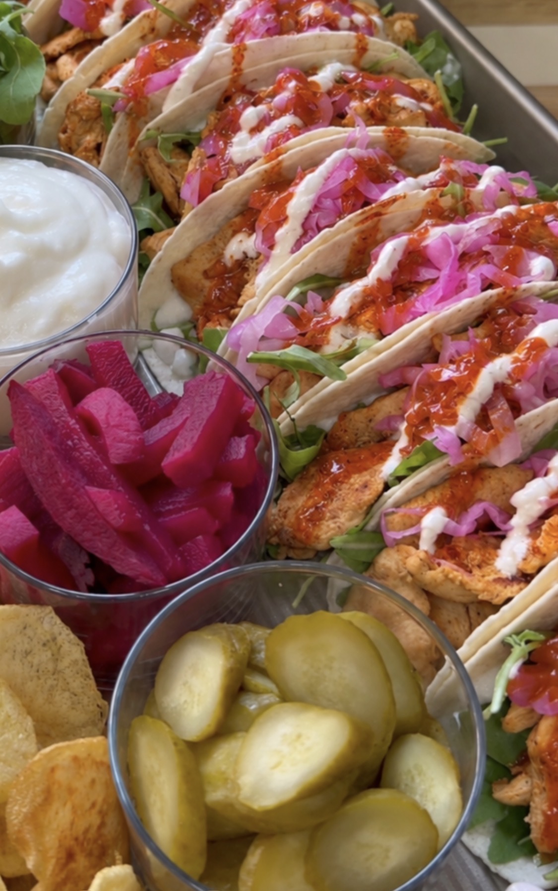 Fresh taco catering display